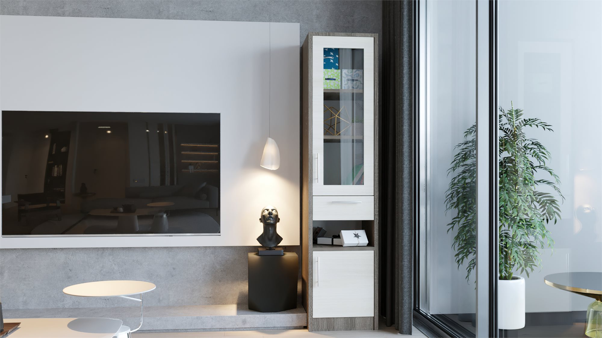 Image Шкаф пенал PS П-43(1) стекло