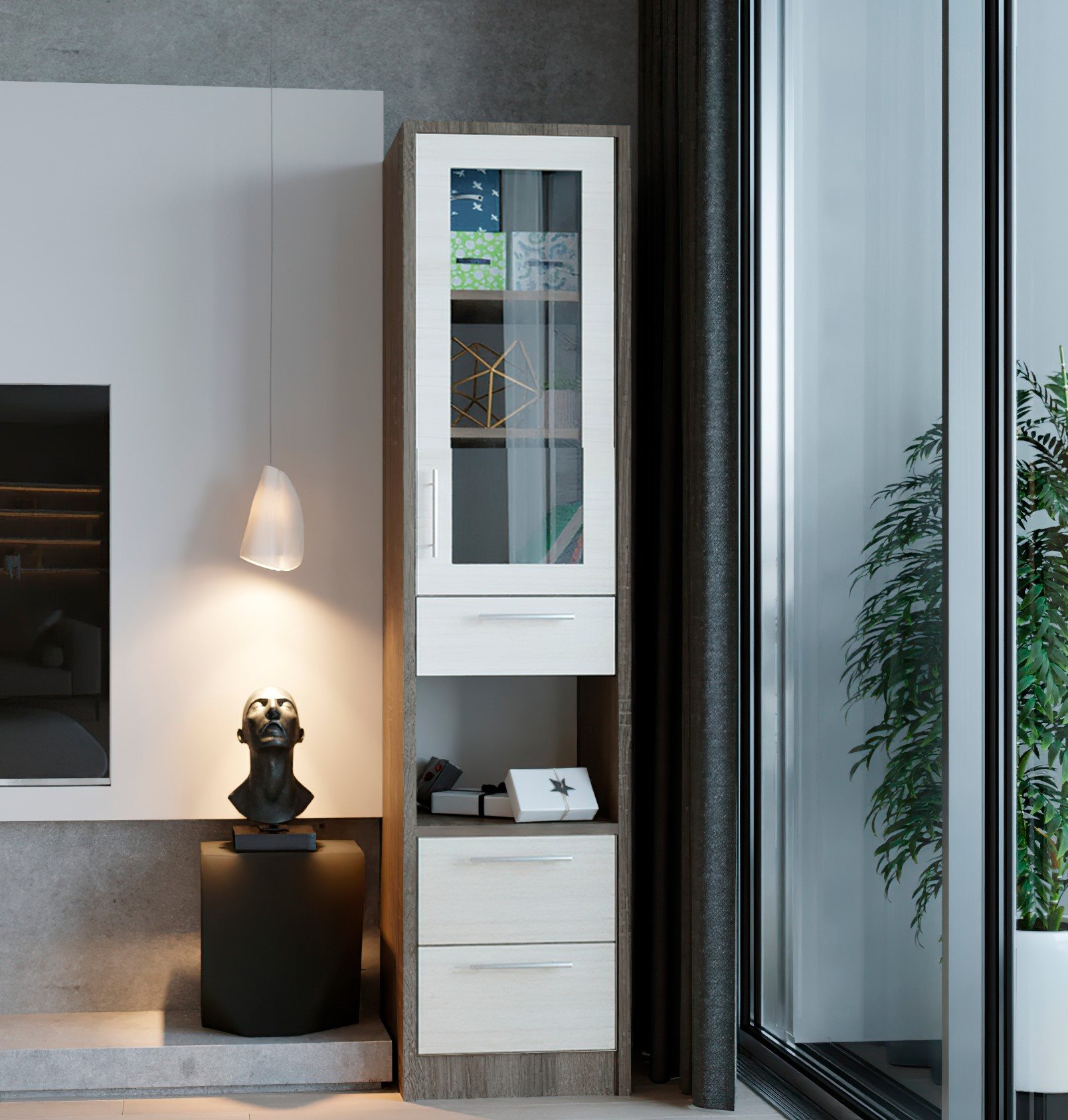 Image Шкаф пенал PS П-43(3) стекло