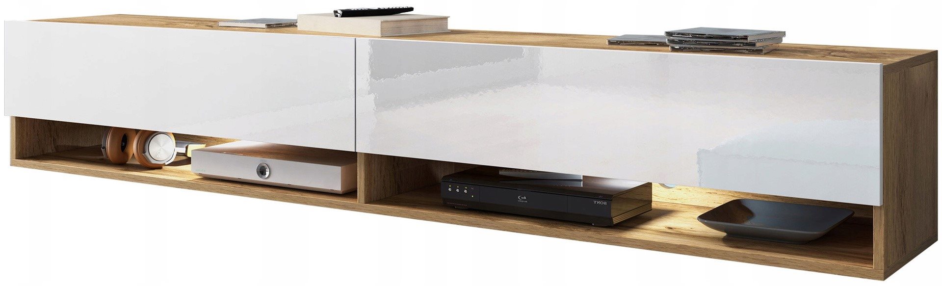 Image Tumba pentru TV Bratex Lowboard A 180 Wotan Oak, White Gloss