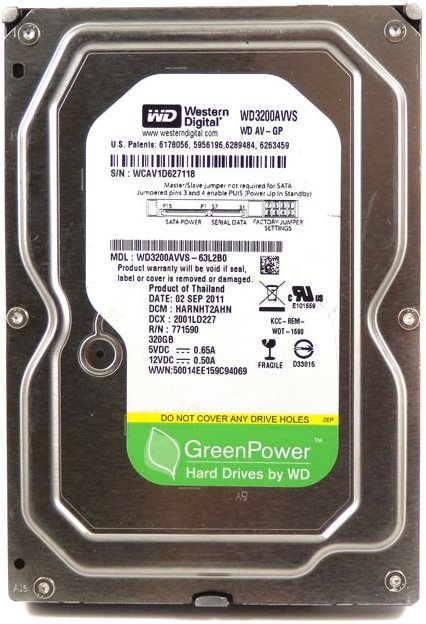 Image Hard disc HDD Western Digital AV-GP 320GB (WD3200AVVS)