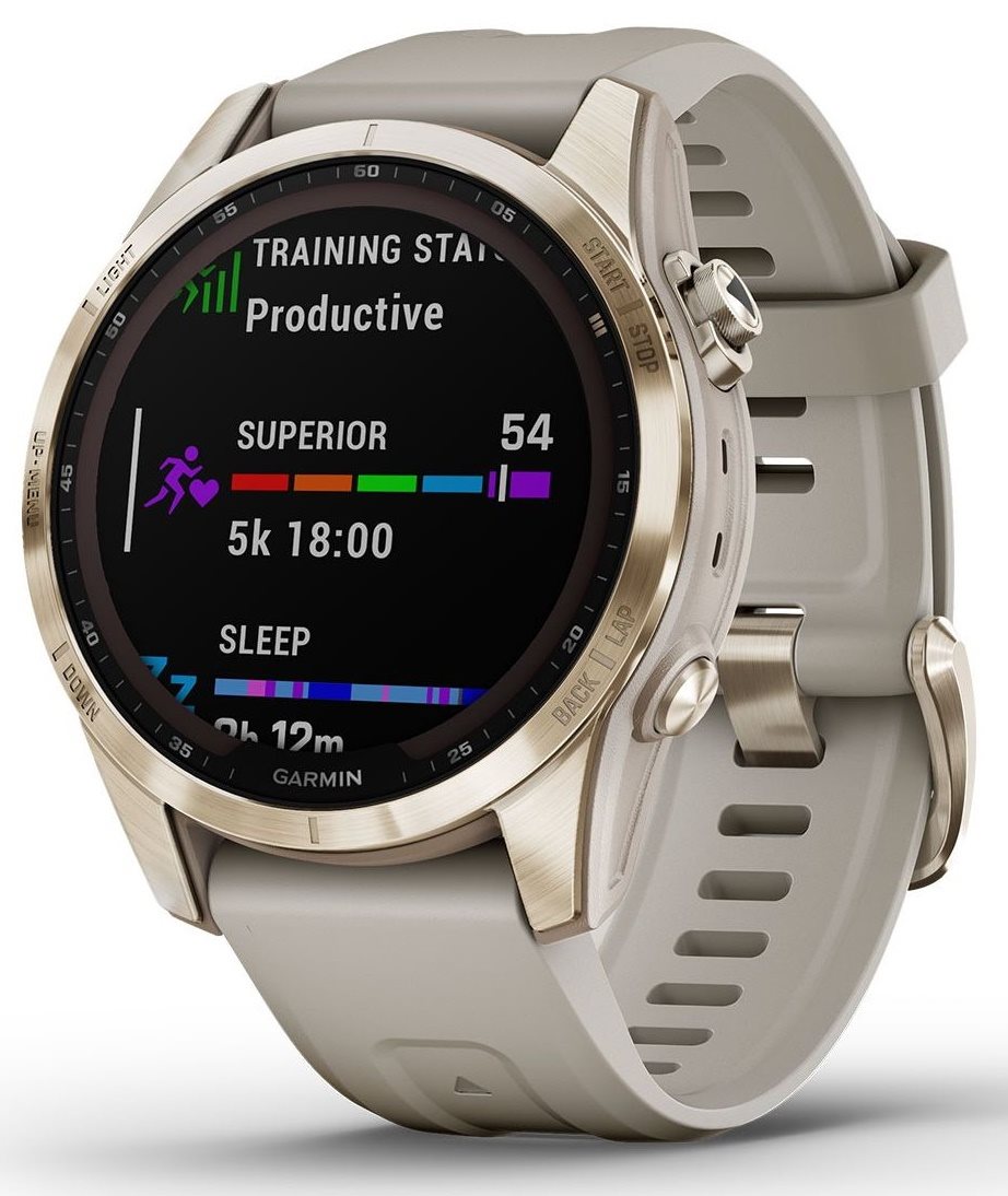 Умные часы Garmin Fenix 7S Sapphire Solar Cream Gold Titanium