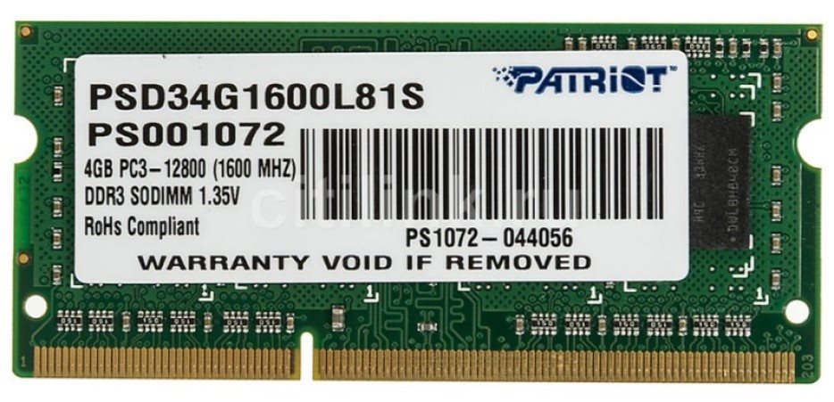Image Оперативная память Patriot Signature Line 4Gb DDR3L-1600MHz SODIMM