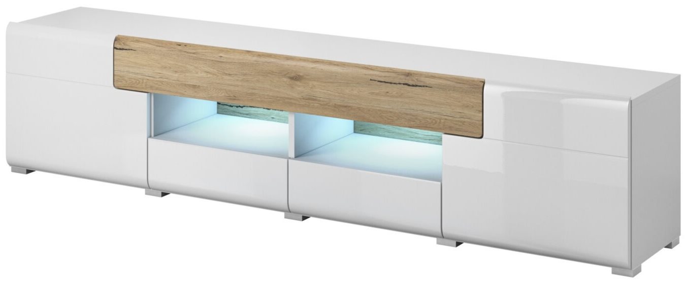 Image Tumba pentru TV Helvetia Toledo №40 2D3S White Gloss, Sanremo Oak Light