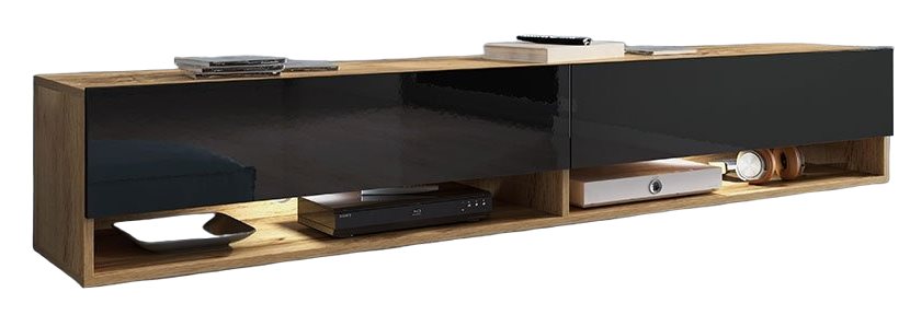 Image Tumba pentru TV Mirjan24 Adenik/Cabinet A 180 Black Gloss, Wotan Oak