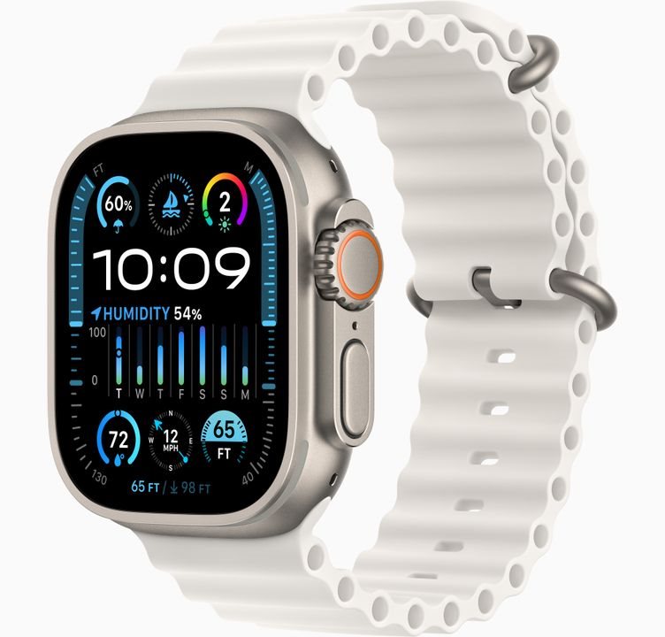 Image Ceas inteligent Apple Watch Ultra 2 GPS + LTE 49mm MREJ3 Titanium Case White Ocean Band