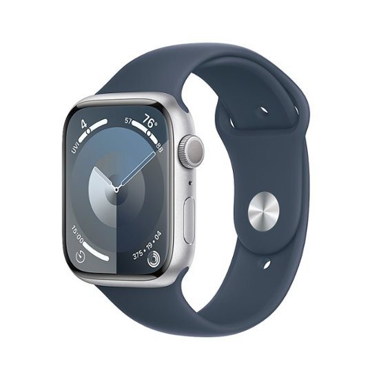 Image Умные часы Apple Watch Series 9 GPS 45mm MR9E3 Silver Aluminium Case, Storm Blue Sport Band M/L