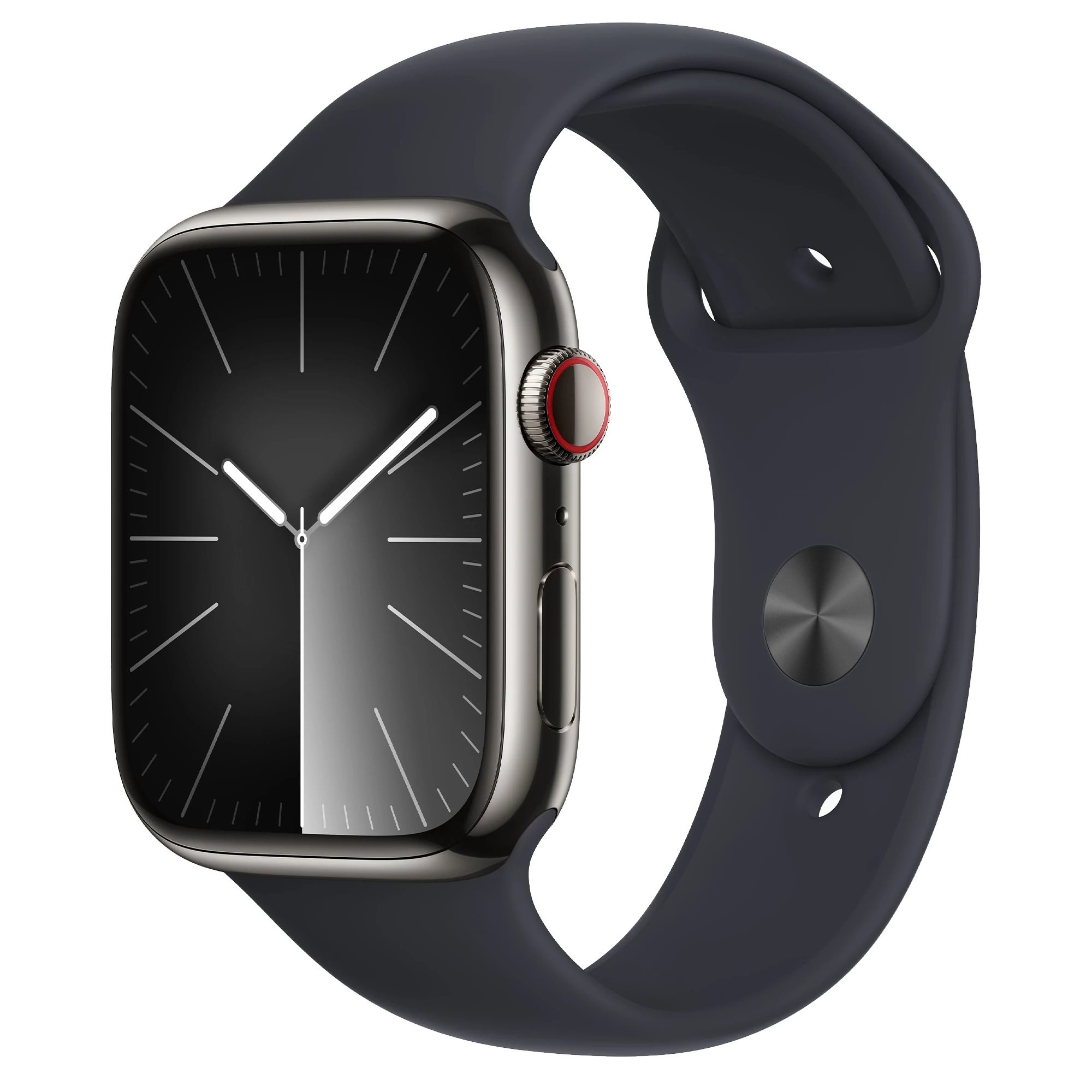 Image Умные часы Apple Watch Series 9 GPS+LTE 45mm MRMW3 Graphite St. Steel, Midnight Sport Band M/L