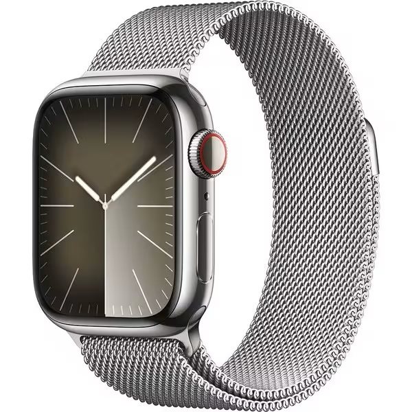 Image Ceas inteligent Apple Watch Series 9 GPS+LTE 45mm MRMQ3 Silver St.Steel Case Silver Milanese Loop