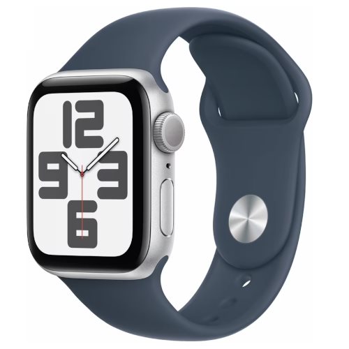 Image Умные часы Apple Watch SE (2023) GPS 44mm MREE3 Silver Al.Case, Storm Blue Sport Band M/L