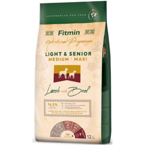 Сухой корм для собак Fitmin medium maxi light senior lamb&beef 12 kg