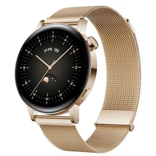 Image Ceas inteligent Huawei Watch GT3 42mm, Gold Stainless Steel Case, Milanese Strap