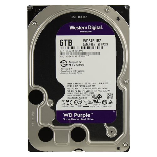 Image Hard disc HDD Western Digital Purple WD64PURZ 6TB