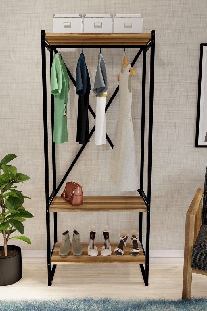 Image Antreu Fabulous Metal Coat Stand Walnut/Black