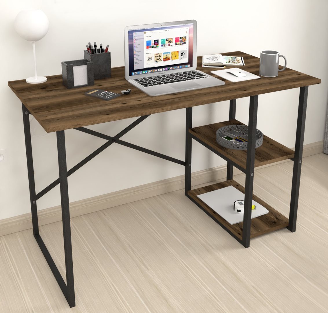 Image Masa de birou Fabulous 2 rafturi Walnut/Black