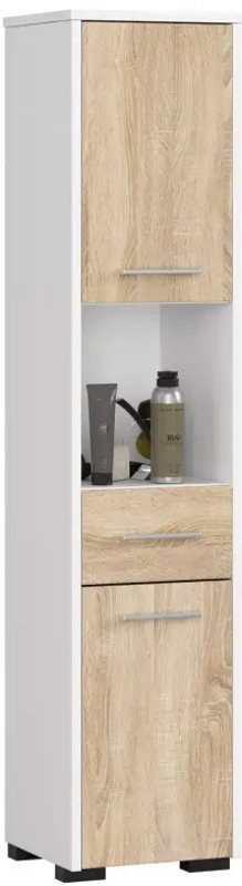 Image Шкаф пенал Akord Fin 30 2D1SZ1W White/Sonoma Oak