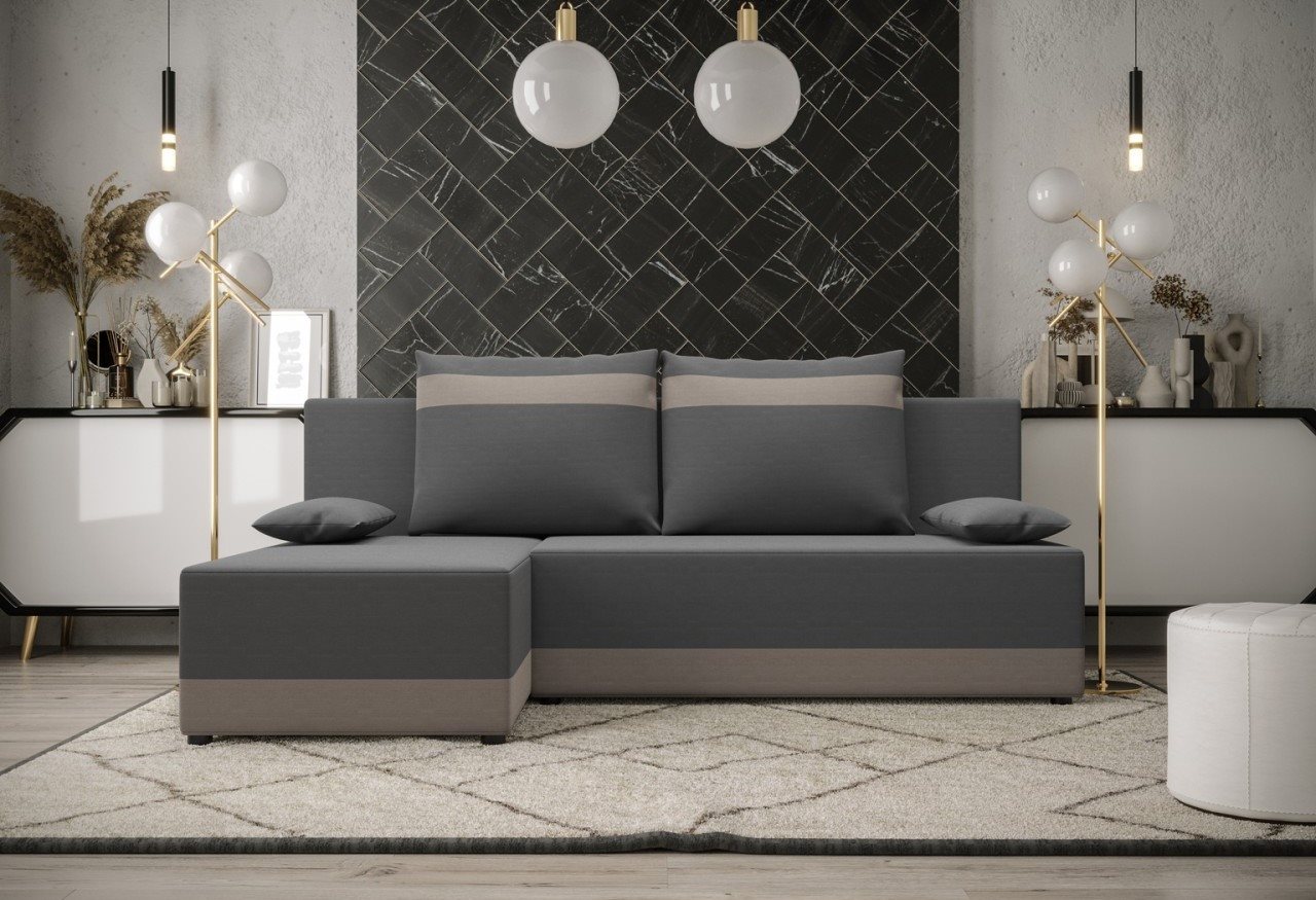 Image Canapea coltar Space Meble Toledo Corner Rainbow 27/Rainbow 83 Graphite/Gray-Beige