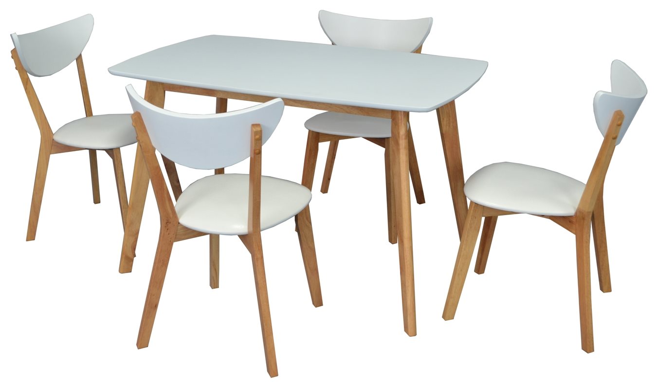 Image Set de bucatarie Evelin COOPER White/Bella beech + 4 scaune CAMEROON White/Bella beech