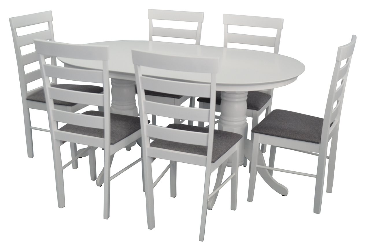 Image Комплект для кухни Evelin HV-24 V White + 6 стульев GLORIA White/NV-10WP Grey