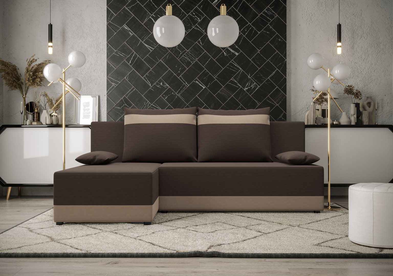 Image Угловой диван Space Meble Toledo Corner Rainbow 41/Rainbow 05 Dark Brown/Light Brown