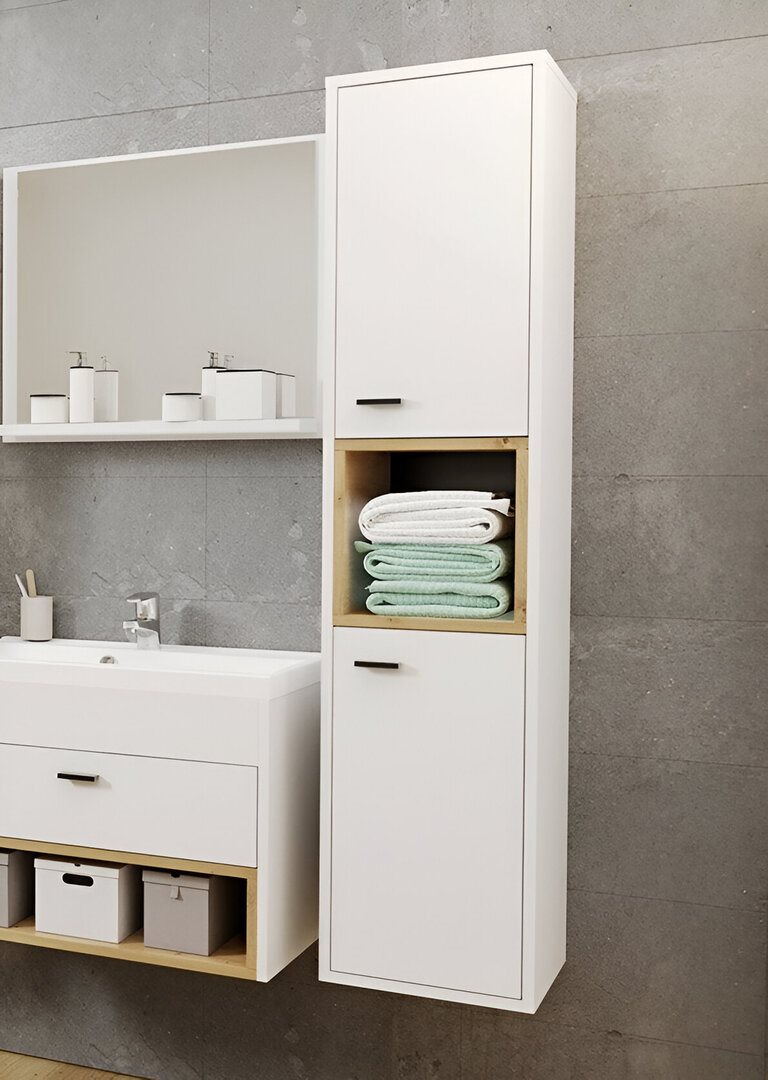 Image Шкаф пенал Mirjan24 Olier 30x133 White/Artisan Oak