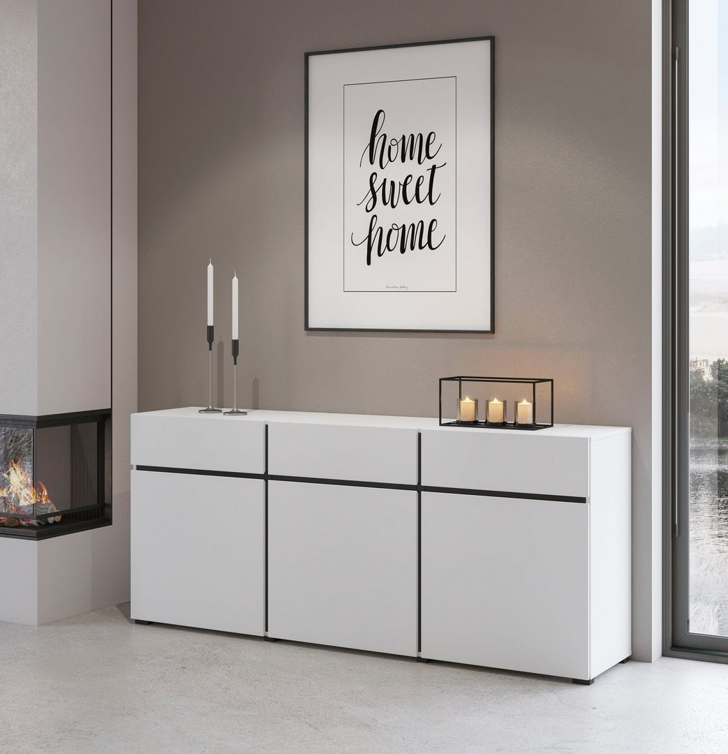 Image Комод Helvetia Cross 3D3S 180x78 White/Black