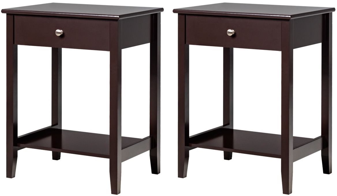 Image Комплект прикроватных тумбочек Costway HW65744BN-2 Brown