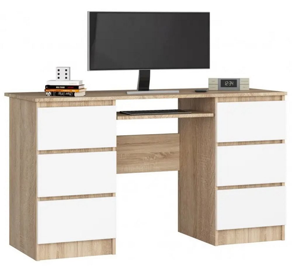 Image Masa de birou Akord A-11 6SZ White/Sonoma Oak