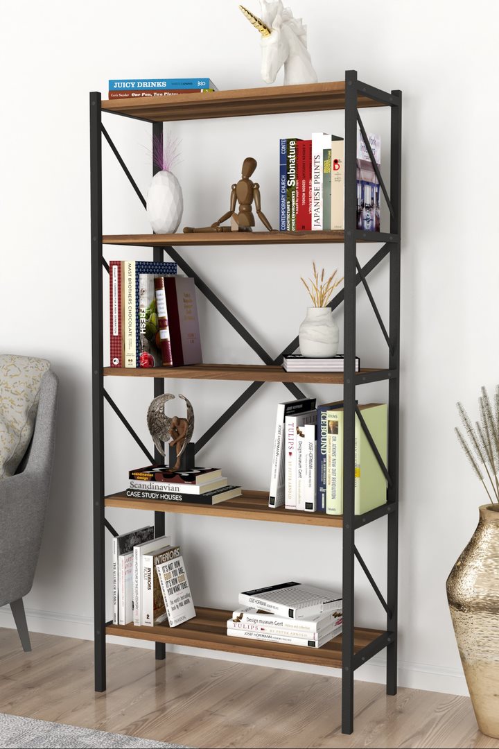 Image Стеллаж Fabulous Shelves Metal 5 sections Walnut/Black