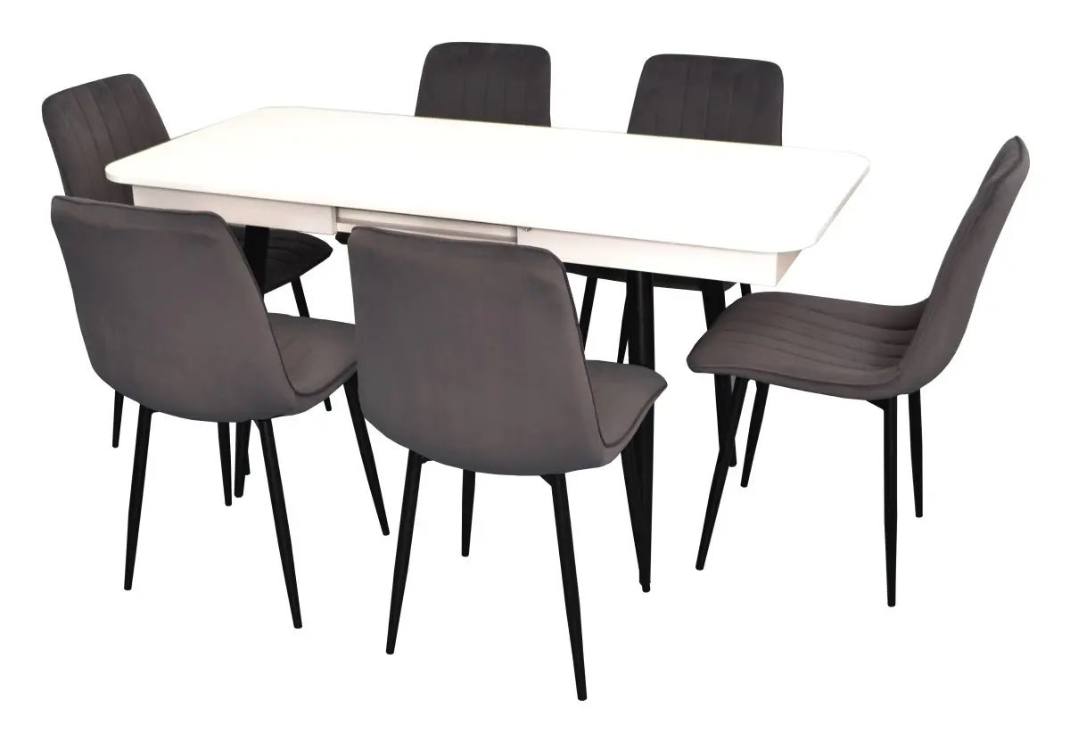 Image Set de bucatarie Evelin DT 431-1R B + 6 scaune XR-154B Dark Grey 57