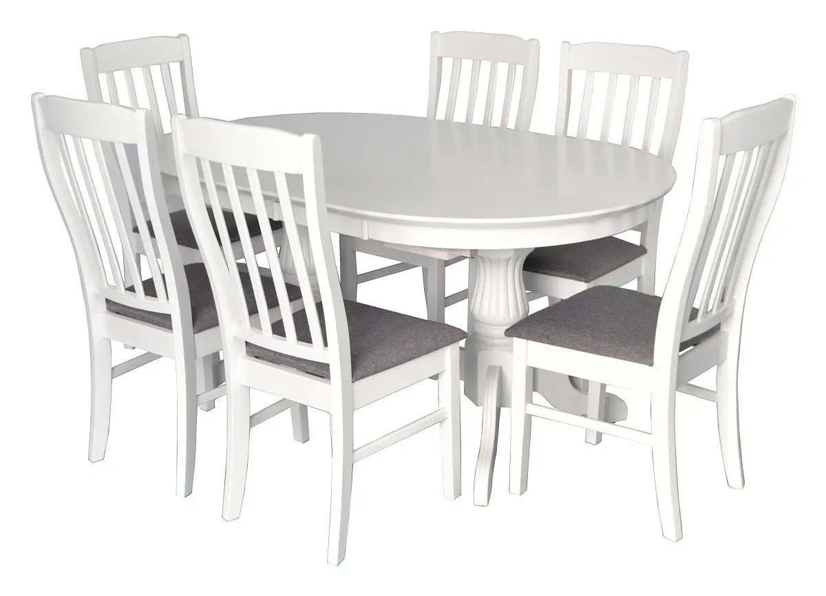 Image Комплект для кухни Evelin HV-33V White + 6 стульев WENYI White/NV-10WP Grey