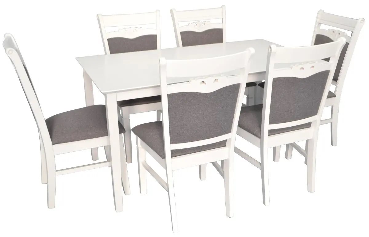 Image Set de bucatarie Evelin SANFLOWER White + 6 scaune HV-3167 White/NV-10WP Grey