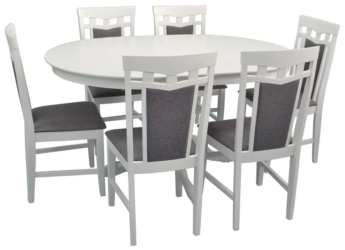 Image Set de bucatarie Evelin CAPELLA V White + 6 scaune DEPPA R White/NV-10WP Grey