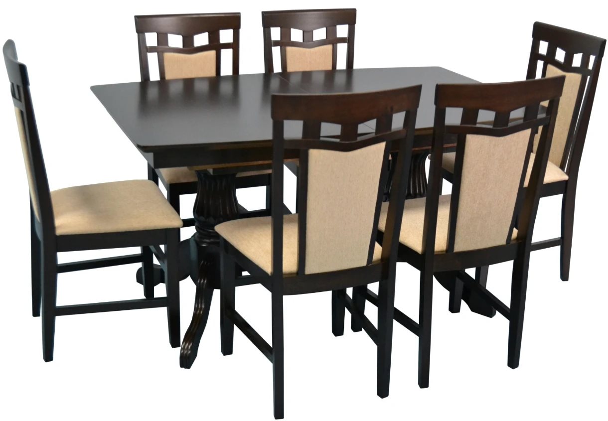 Image Set de bucatarie Evelin HV-32V Chocolate + 6 scaune DEPPA R Chocolate/F-787 Bej