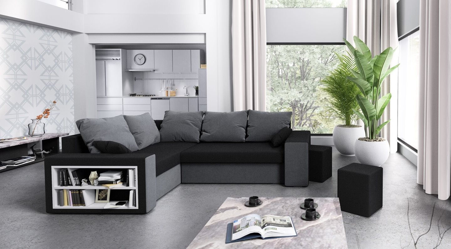 Image Диван угловой Space Meble Dallas Left Mikrofaza 15/Mikrofaza 27 Black/Gray