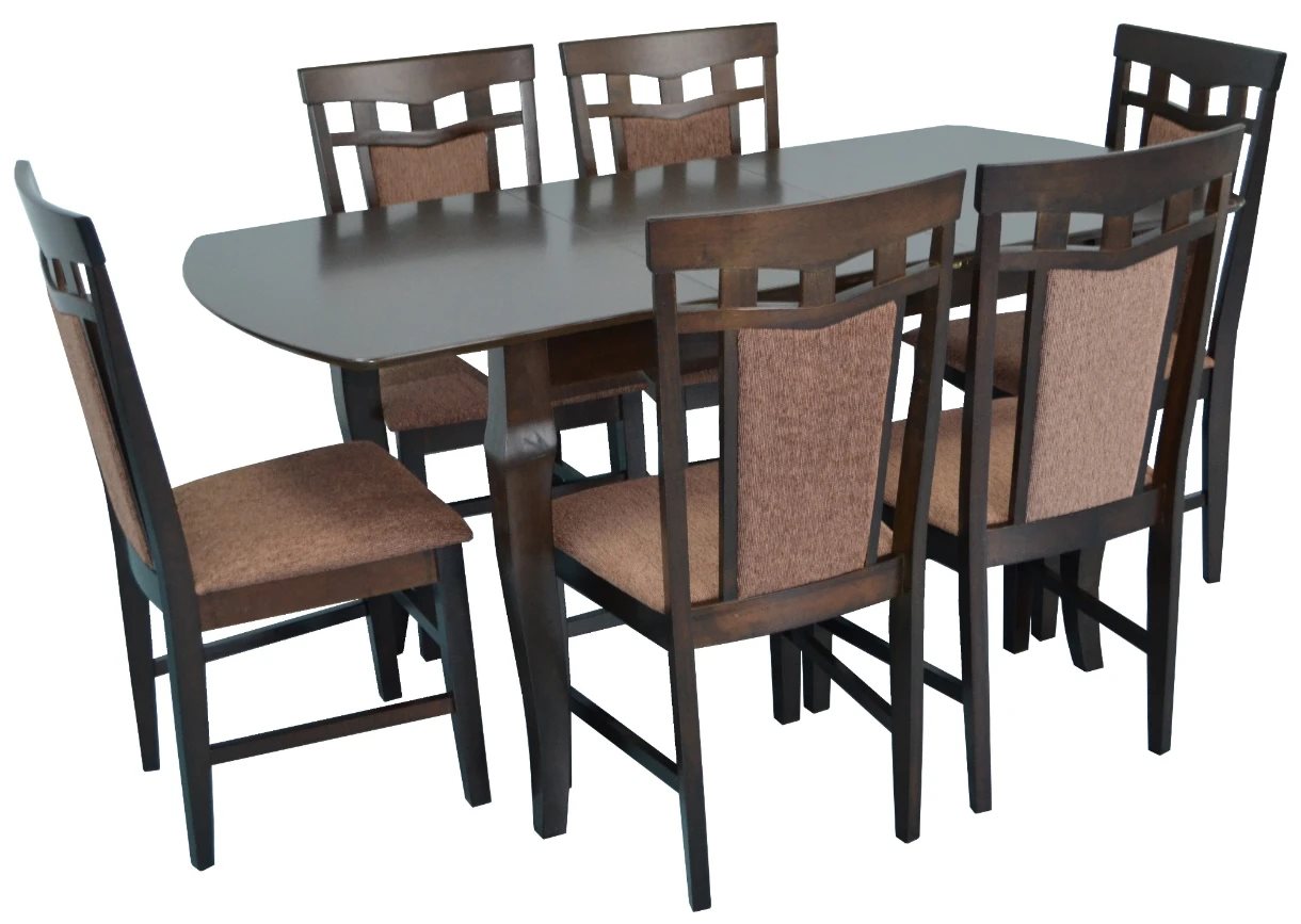 Image Set de bucatarie Evelin HV-29V Chocolate + 6 scaune DEPPA R Chocolate/F-789 Brown