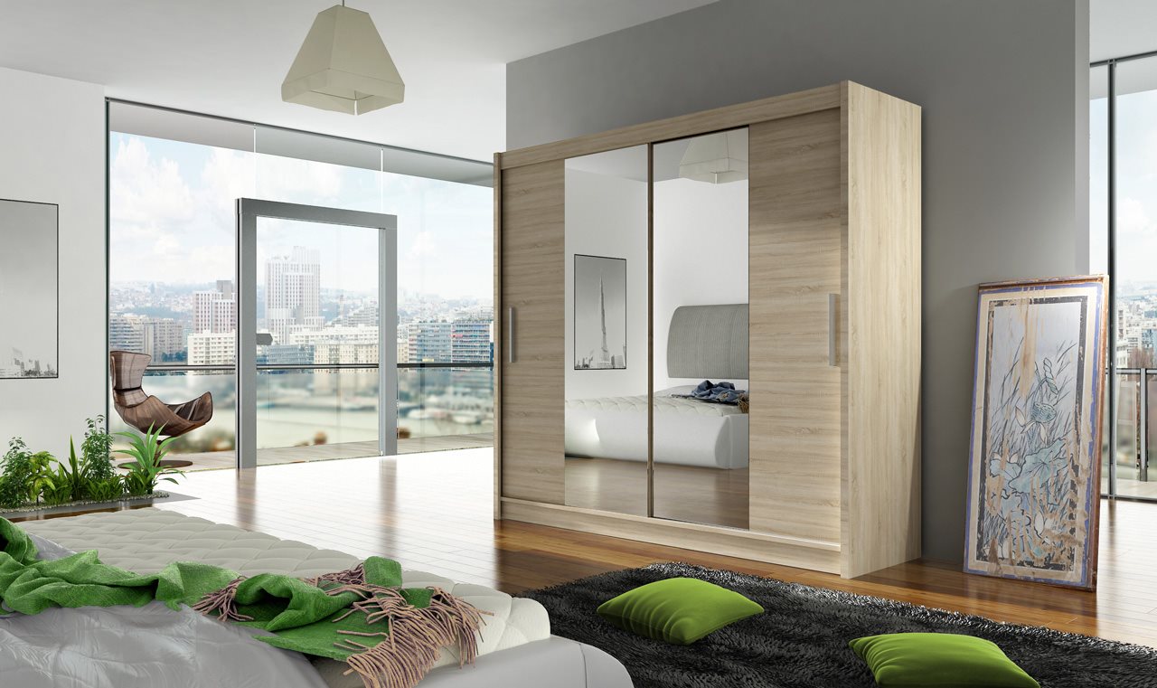 Image Шкаф купе Space Meble Bega II 180x215x58 Sonoma