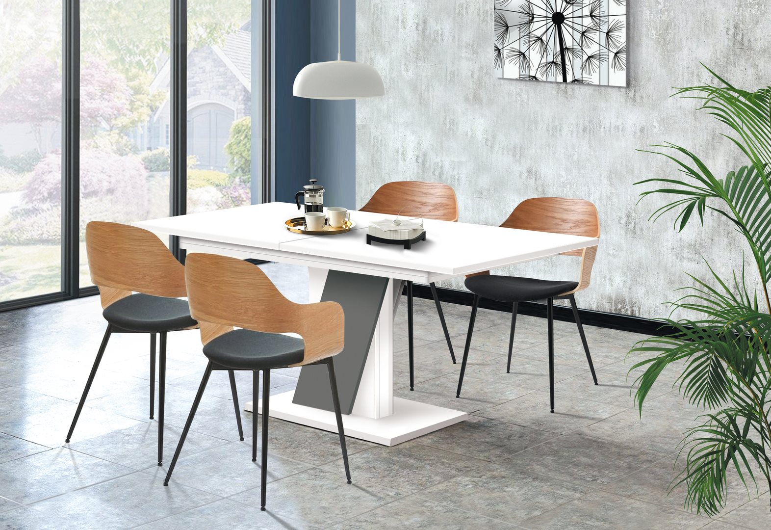 Image Раскладной стол Modern Slider 140/180x80x80 White/Grey Slate