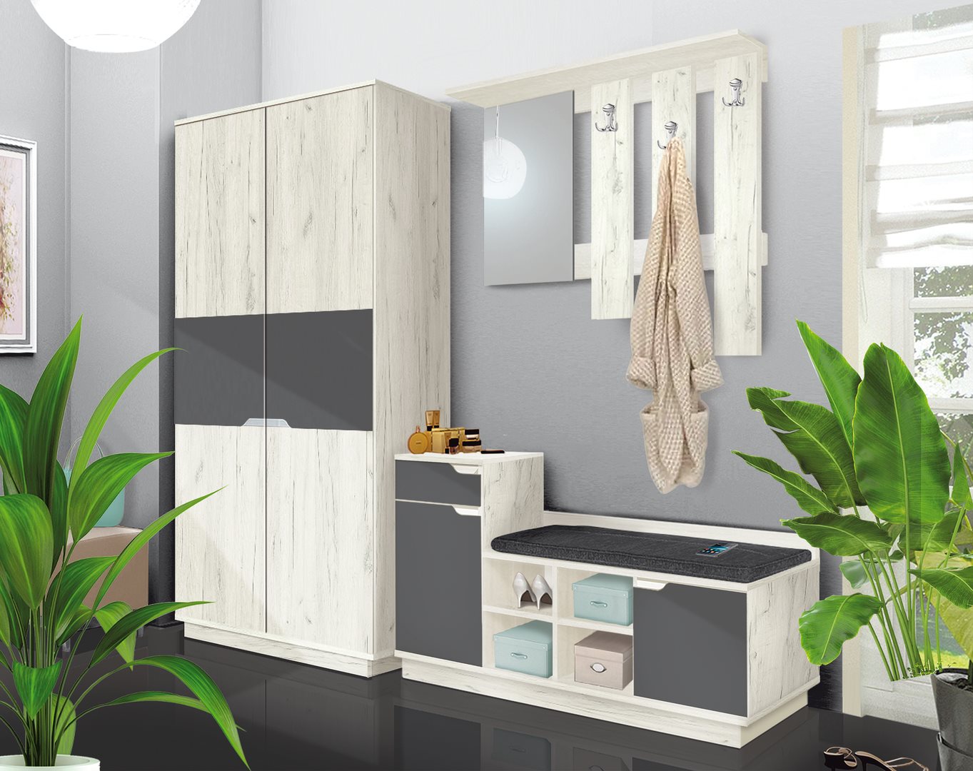 Image Прихожая Modern Визит White kraft oak/Asphalt