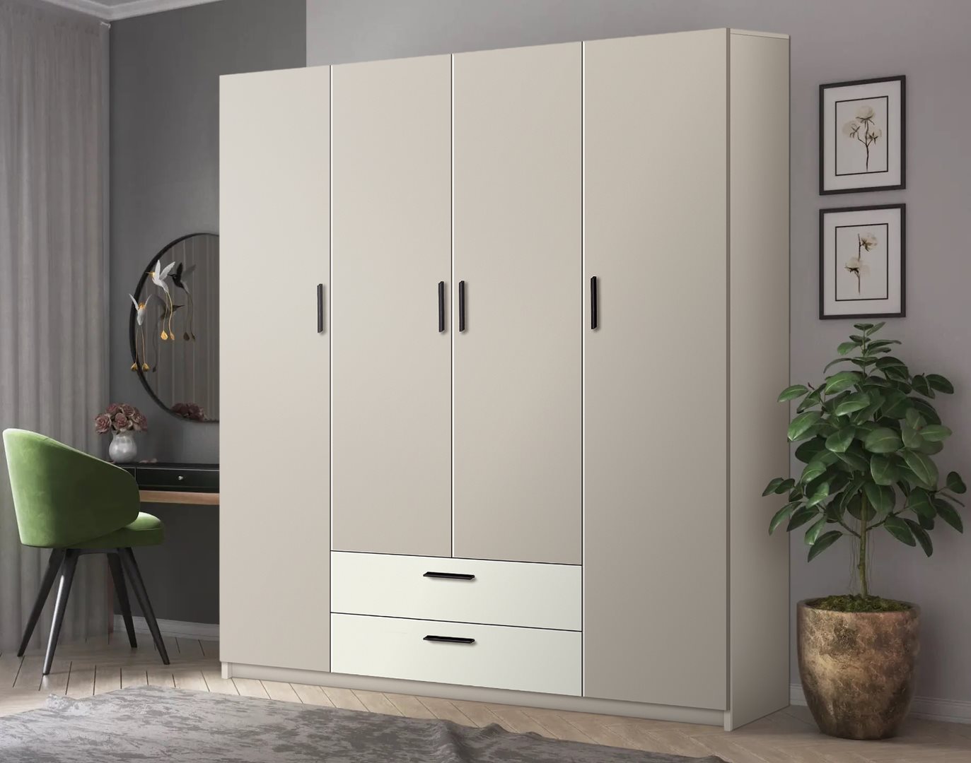 Image Шкаф Modern Andi 160 Cashmere/White