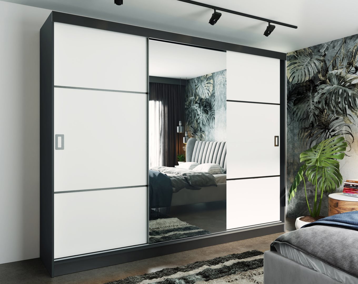 Image Dulap-Cupă Prime Furniture Retro 3 200x205x59 Graphite/White/Black