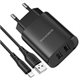 Image Încărcător Borofone BN2 (EU) Wall Charger with Сable USB to Lightning Black