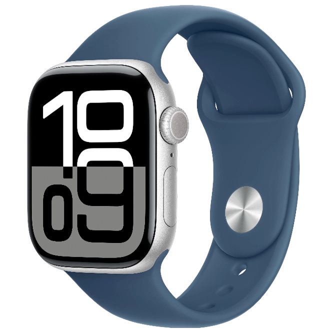 Image Умные часы Apple Watch Series 10 GPS+LTE 46mm MWY13 Silver Aluminium Case Denim Sport Band M/L