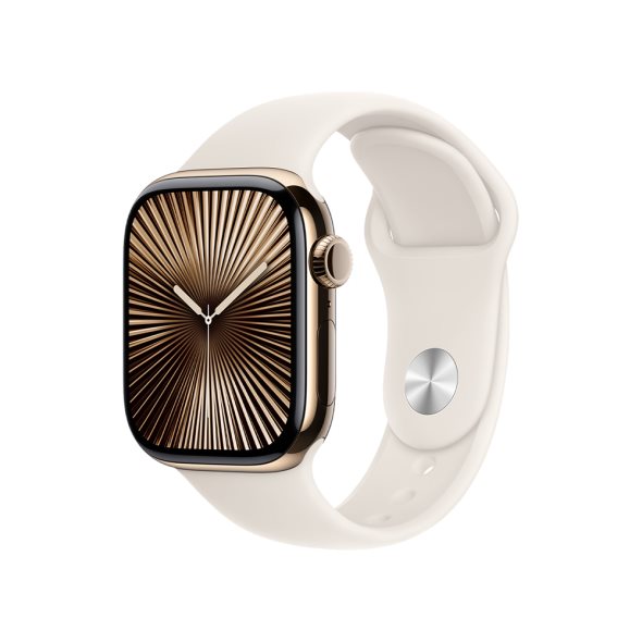Image Умные часы Apple Watch Series 10 GPS+LTE 46mm MWYY3 Gold Titanium Case Starlight Sport Band M/L