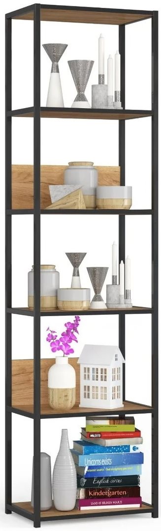 Image Стеллаж Akord Loft 50 6P Black/Craft Oak