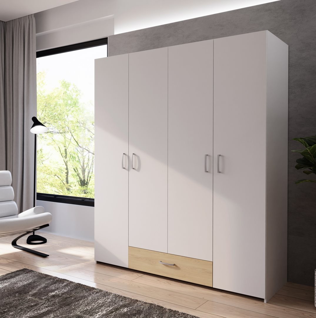 Image Шкаф Fortuna Econobox 159x190 White/Puccini Oak