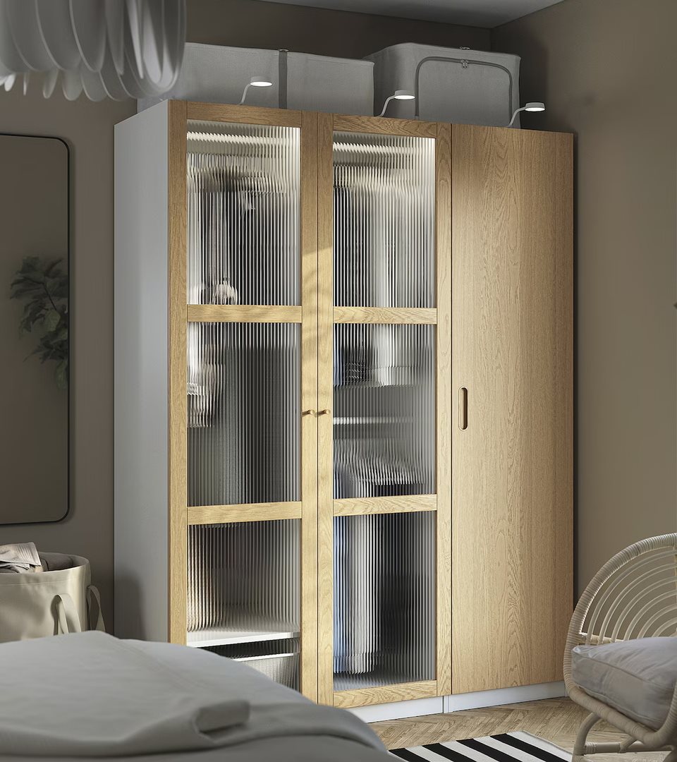 Image Шкаф Ikea Pax/Tonstad 150x60x201 White/Oak Veneer