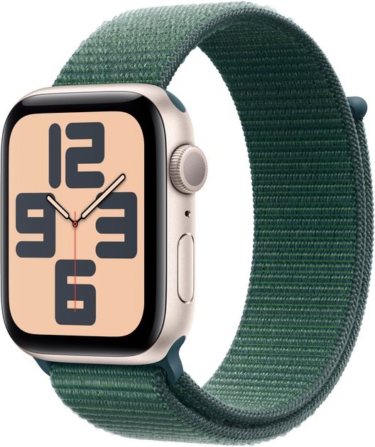 Image Умные часы Apple Watch SE (2024) GPS+LTE 44 MXGV3 Starlight Aluminium Lake Green Sport Loop