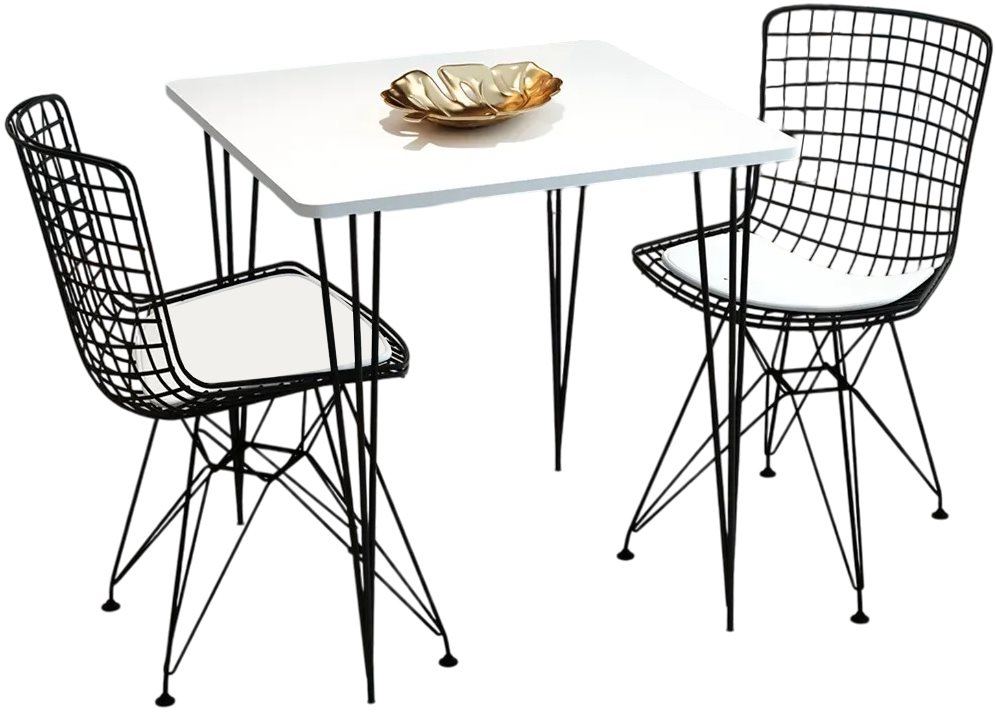 Image Set de bucatarie Prestige Metal Chair Star Leg 70x75cm 1+2 White/Black
