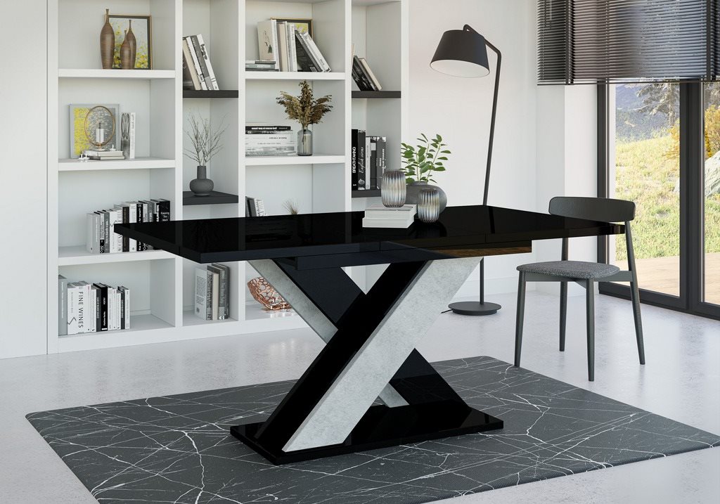 Image Masa extensibila Prospero Xao 160 Black Gloss/Concrete