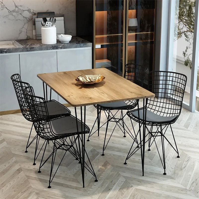 Image Set de bucatarie Prestige Metal chair 70x110cm 1+4 Pine/Black